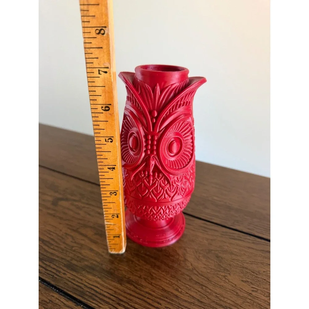 Owl Fairy Lamp Red 3D Printed Viking Fairy Lamp Style Textured